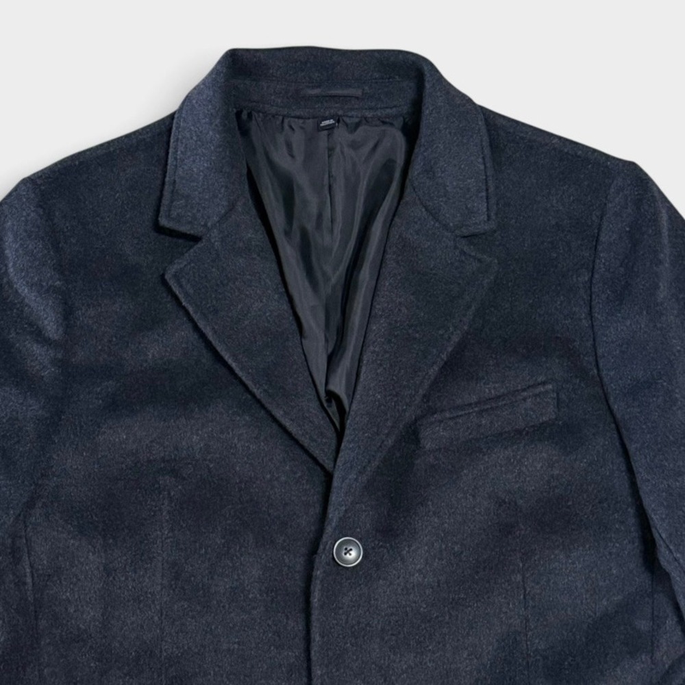 J.Crew Topcoat Mens 42 Wool Blend Three Button Notched Lapel Charcoal Gray